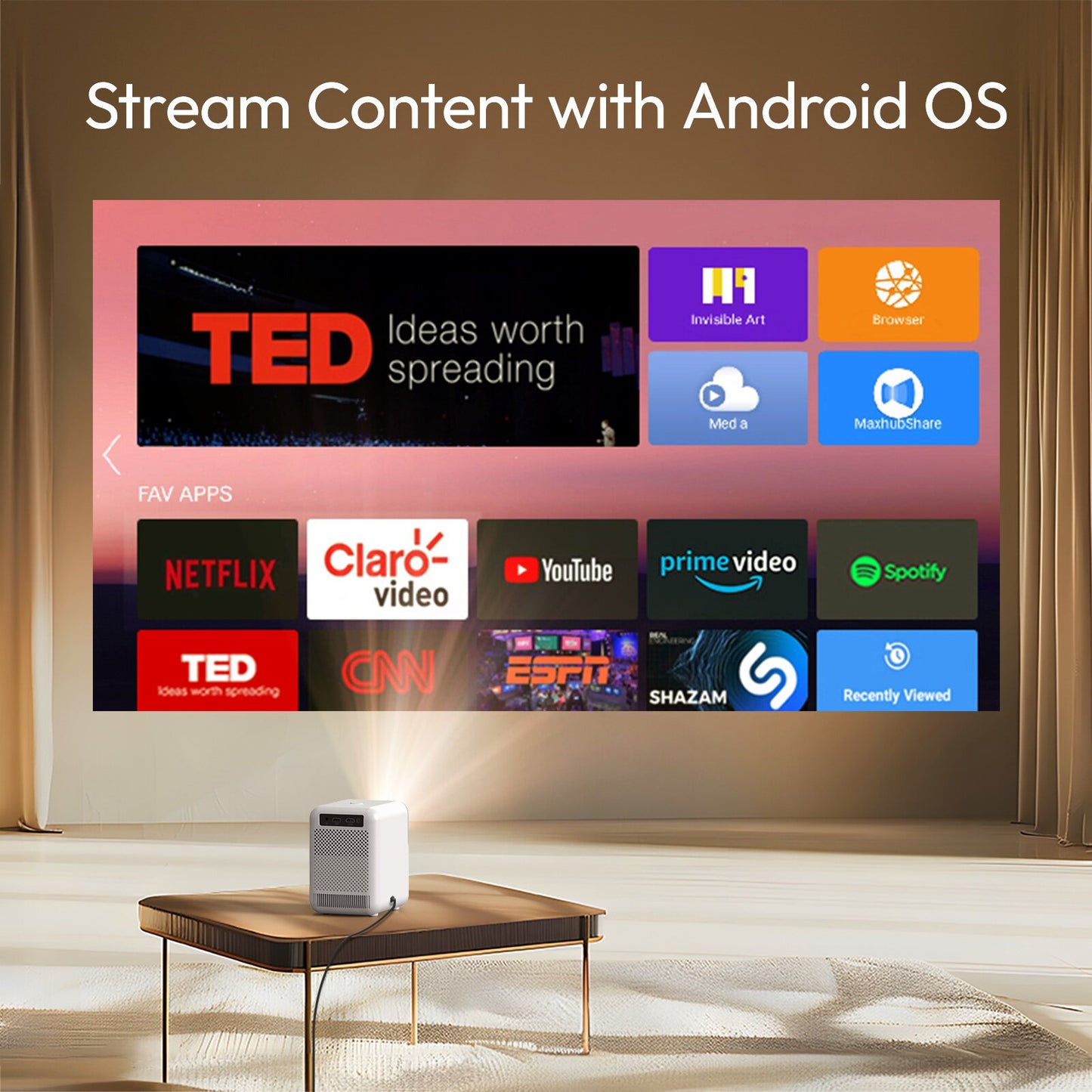 LOVE U4 Mini LED HD Android Wifi Projetor de vídeo para home theater com motor óptico à prova de poeira