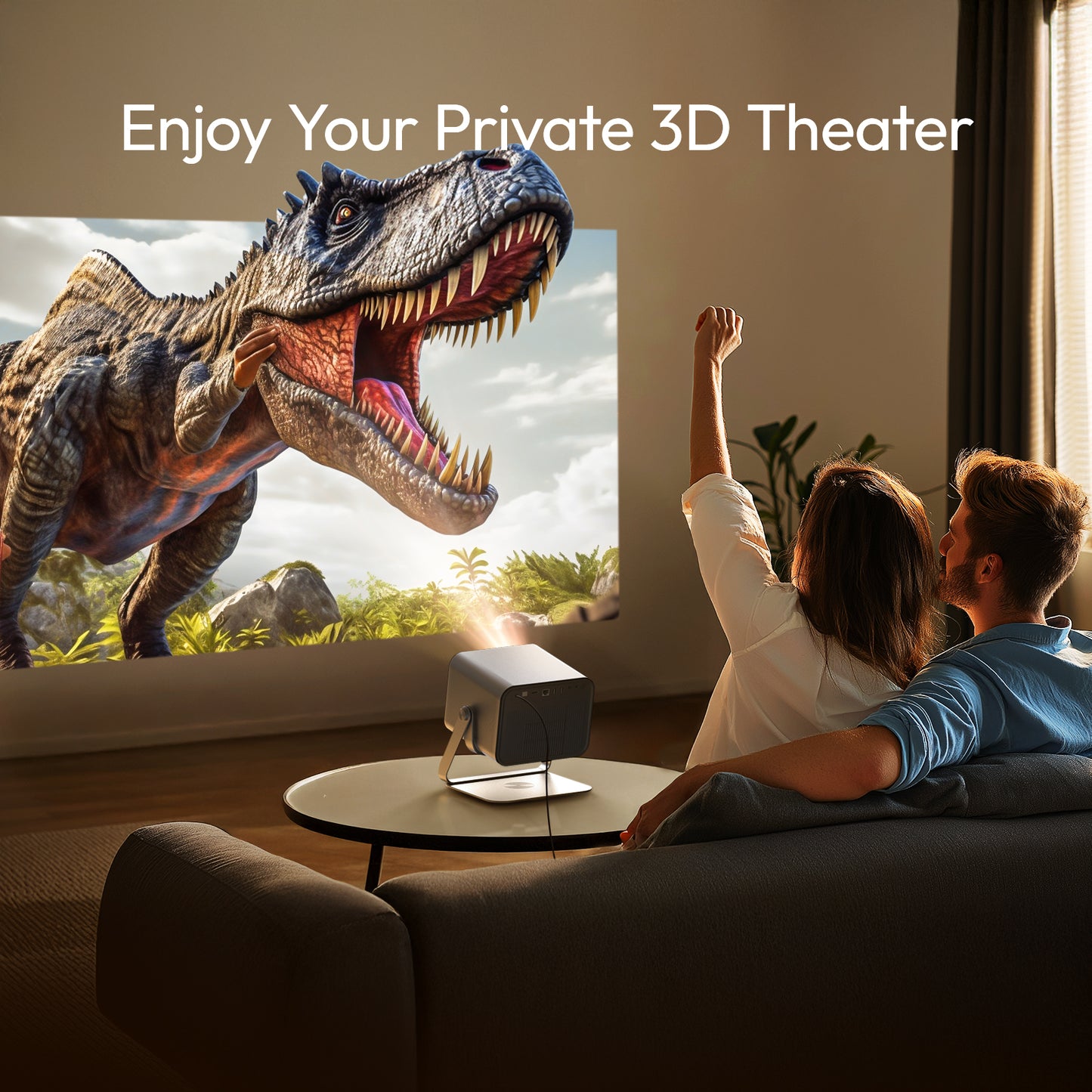 BYINTEK R90 Max 1080p DLP Projector 2200 ANSI Lumens Android 11.0 Projector Home Karaoke