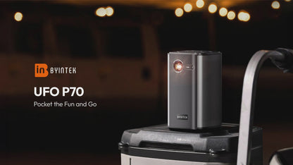 Projetor Smart Wi-Fi BYINTEK P70, bateria de 8000mAh, foco automático, Android 9.0, suporte 3D, tela Wi-Fi, tela de sincronização com fio, com tripé e bolsa de armazenamento